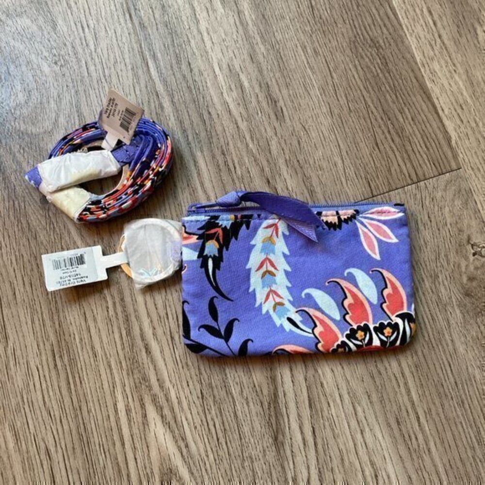 Vera Bradley Zip ID Case and Lanyard in Mural Garden NWT